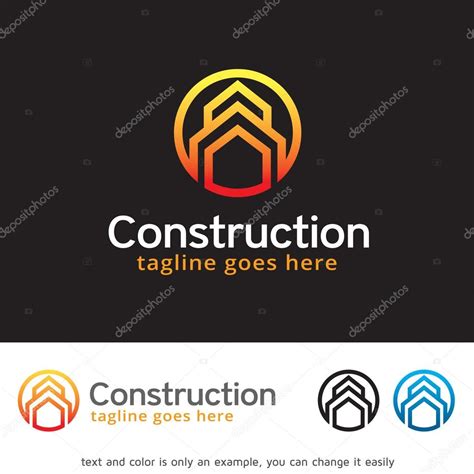 Construction Center Logo Template Design Stock Vector Gunaonedesign