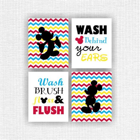 INSTANT DOWNLOAD Mickey Mouse bathroom Printable Wall Art | Etsy