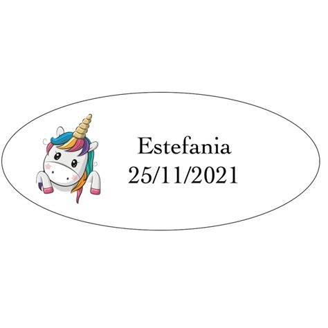 Sticker Coeurs Licorne Ovale Personnalis Avec Nom Et Date