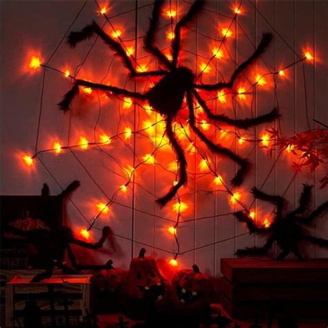 Holiday 12 Led 492ft Giant Spider Web Lights With Hairy Spider And