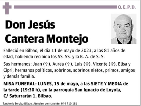 Jes S Cantera Montejo Esquela Necrol Gica El Correo