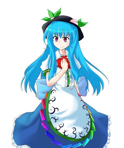 Safebooru Blue Hair Food Fruit Hat Highres Hinanawi Tenshi Kei Ctia