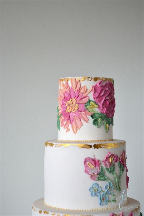 Floral Textured Wedding Cake Amanda Earl Cake Design