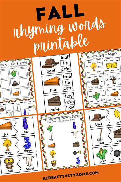 Fall Rhyming Words Activities {FREE PRINTABLE!} - Kids Activity Zone