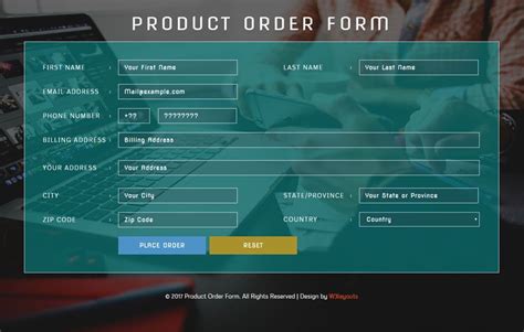 Product Order Form Flat Responsive Widget Template Online Form Builder
