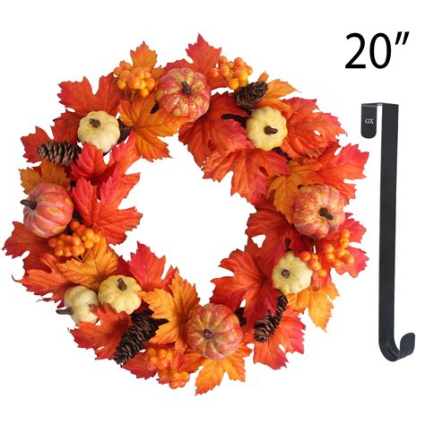 Fall Wreaths For Front Door 20 Inch Fall Door Wreath With Pumpkin