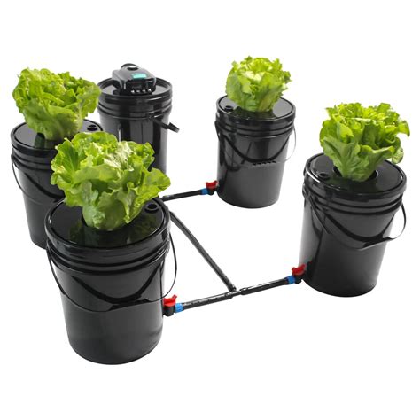 Set Of Deep Water Culture Dwc Hydroponic Grow System Kit Round Bucket