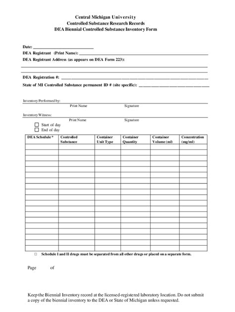 Fillable Online Dea Biennial Controlled Substance Inventory Form