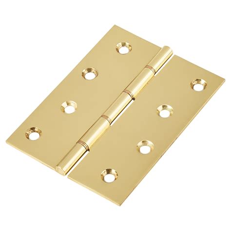 Double Phosphor Bronze Washered Hinge 100 X 75 X 25mm Polished Brass Pair