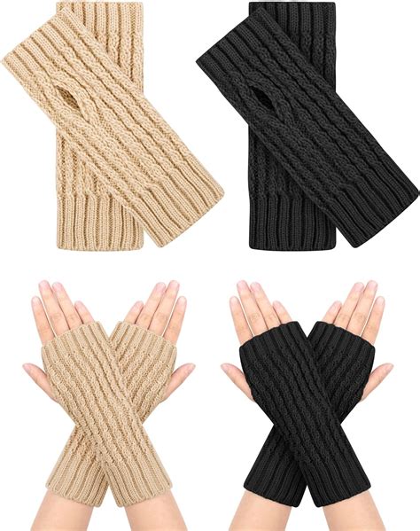 Melliex Paires De Gants Sans Doigts Chauffe Poignets Gants Avec Trou