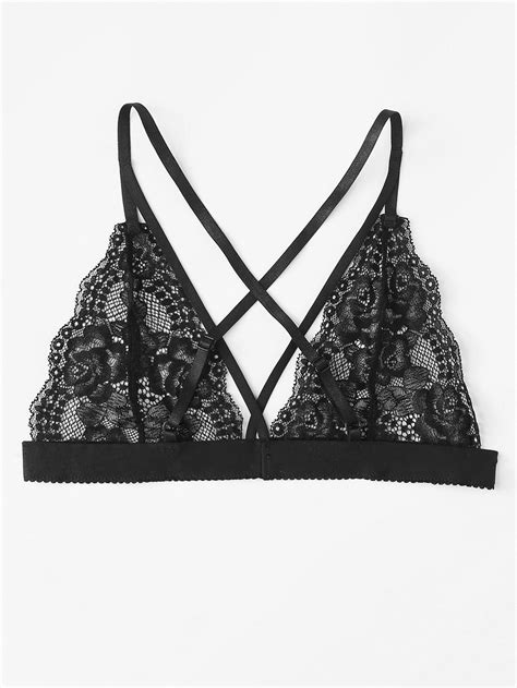 Criss Cross Lace Bralettefor Women Romwe Lace Bralette Black Lace Bralette Body Con Dress Outfit