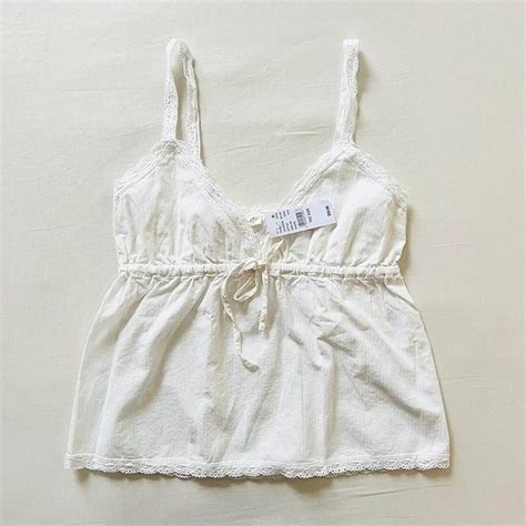 Bnwt Brandy Melville John Galt White Tiffany Edith Lace Front Tie Tank