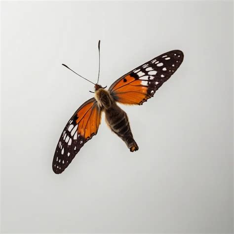 La Hermosa Mariposa Monarca Volando Aislada Sobre Un Fondo Blanco