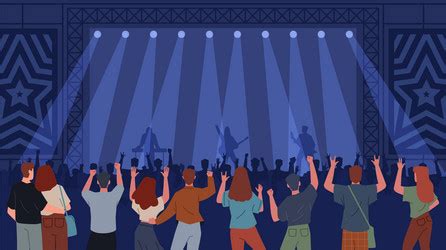 Rock band on stage people concert music Royalty Free Vector