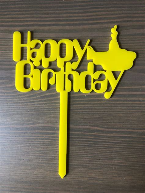 Yellow Submarine Inspired Cake Topper Acrylic Yellow Submarine Party