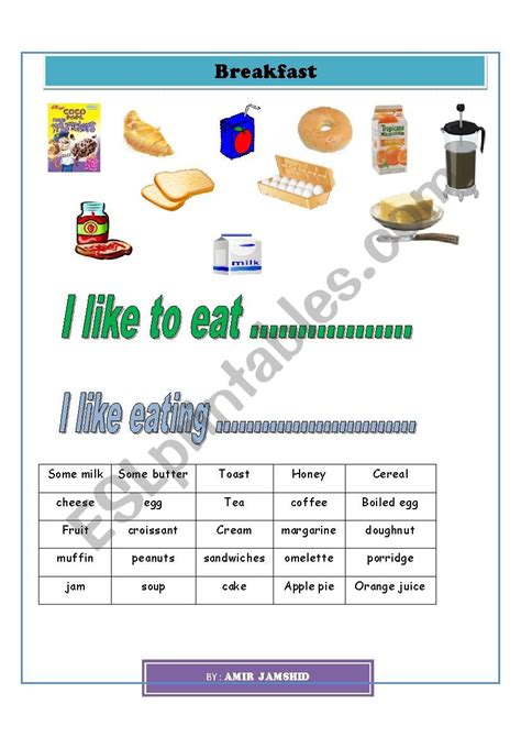 Breakfast Esl Worksheet By Parsland