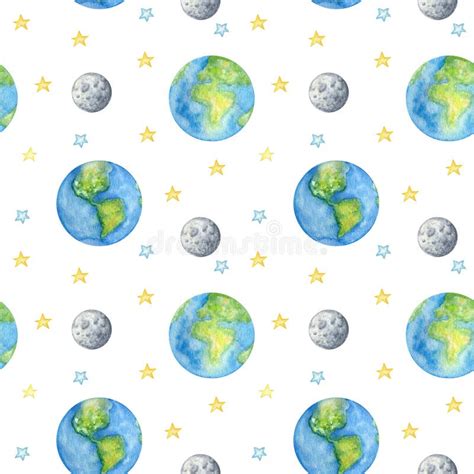 Planets Of The Solar System Seamless Pattern Outer Space Planet