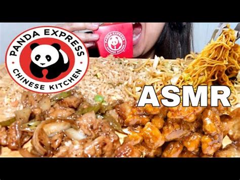 ASMR PANDA EXPRESS ORANGE CHICKEN CHOW MEIN FRIED RICE FIRST TIME