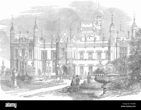 HERTS Knebworth Seat Of Sir Edward Bulwer Lytton 1853 Illustrated