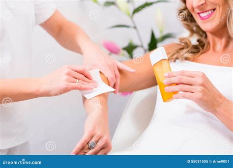 Woman at Waxing Hair Removal in Beauty Parlor Stock Image - Image of ...