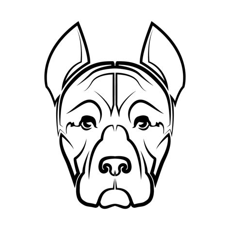 Black And White Line Art Of Pitbull Dog Head Good Use For Symbol