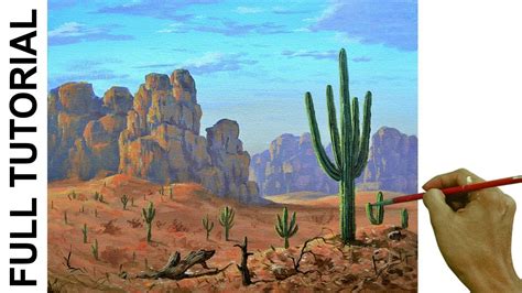 Desert Cactus Landscape Painting Tutorial