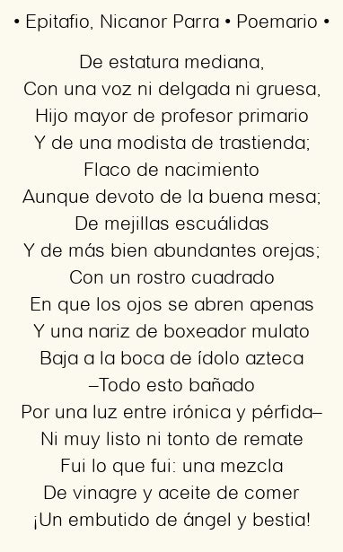 Epitafio Nicanor Parra Poema Original