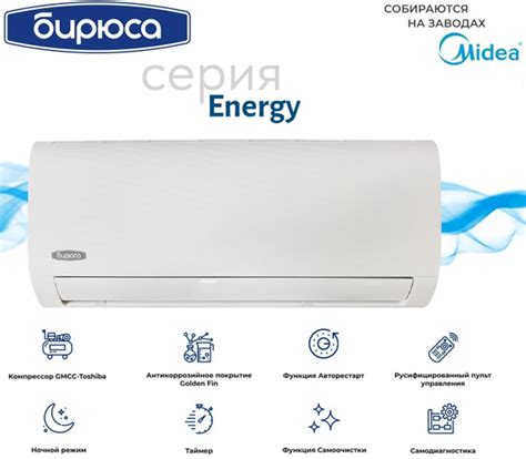 Кондиционер Бирюса Energy B-07EPR/B-07EPQ on off до 20 м2 завод Midea ...