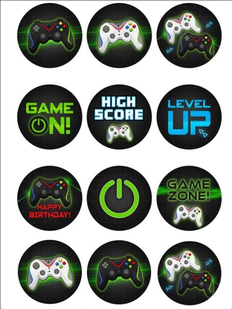 Buy 12 Edible Gamer Cupcake Toppers Gaming Edible Image Toppers 1 8