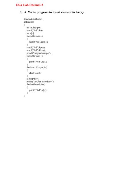 Dsa Lab Internal Answers Dsa Lab Internal A Write Program