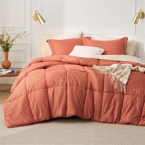 Bedsure Burnt Orange King Comforter Set Burnt Orange Basket Weave