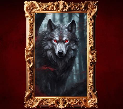 Werewolf Wall Art, Glaring Red Eyes, Horror Fantasy Decor, Dark ...