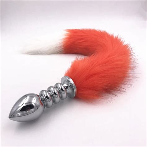 Size Faux Fox Tail Stainless Steel Anal Plug Butt Stopper Anus