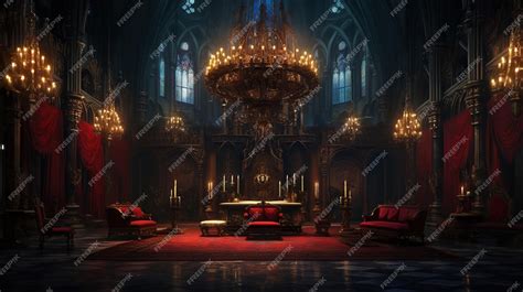 Premium AI Image | Vampire Dracula castle interior victorian red ...