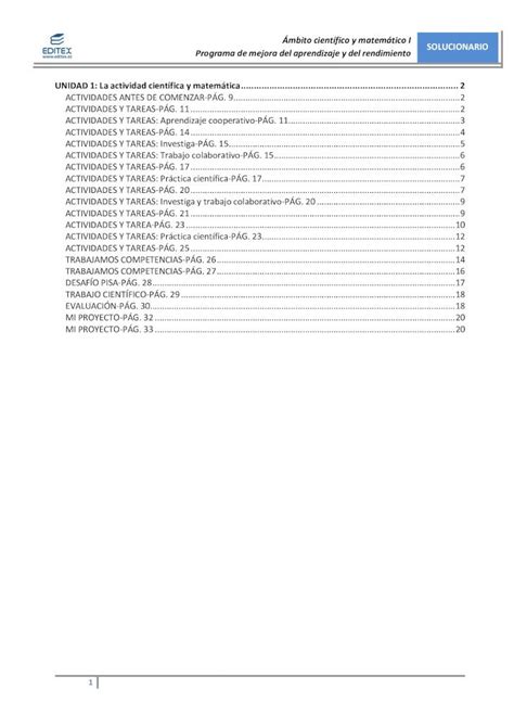 PDF Ámbito científico y matemático I SOLUCIONARIO Programa de 1