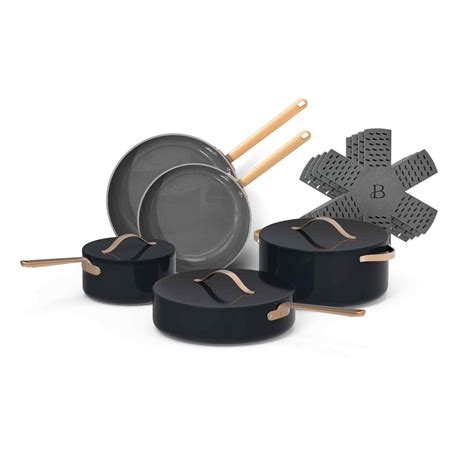 Beautiful Pc Ceramic Non Stick Cookware Set Black Sesame By Drew