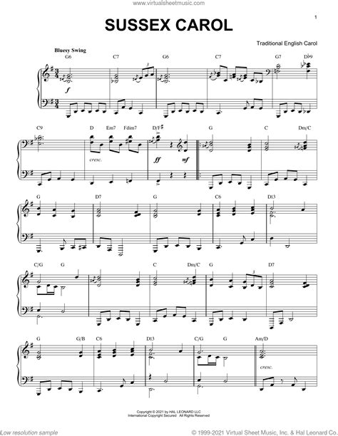 Sussex Carol Jazz Version Arr Brent Edstrom Sheet Music For Piano Solo