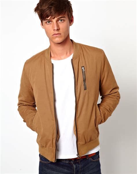 Asos Bomber Jacket In Tobacco Brown For Men Lyst