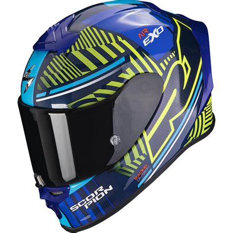 Casque EXO R1 EVO AIR VICTORY SCORPION Bleu Jaune Fluo MOTO AXXE FR