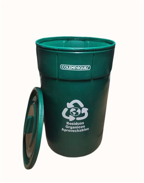 Caneca plástica de 208 litros con tapa plana plástico resistente