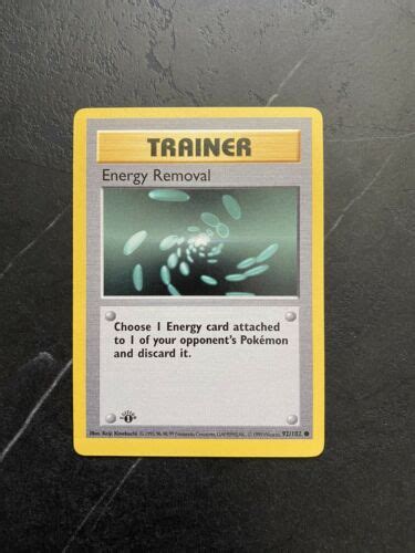 Pokemon Card 1st Edition Energy Removal Shadowless 92 102 Base Set