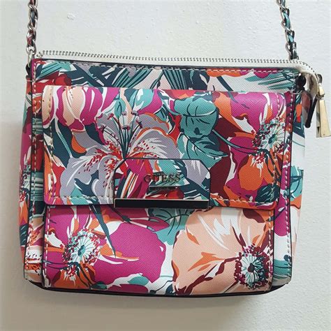 Guess Floral Handbag With Shoulder Strap