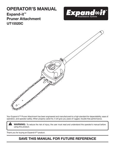 Ryobi UT15520C Pole Saw User Manual | Manualzz