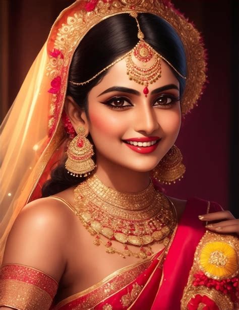 Premium Ai Image Beautiful Indian Bride Portrait Generative Ai