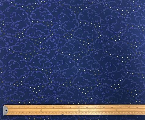 Celestial Cotton Fabric Night Sky Dream Space Sun Moon Metallic Lewis