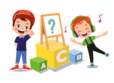 Vector Illustration Of Cute Kids With Abc Blocks Abc Letters Stock