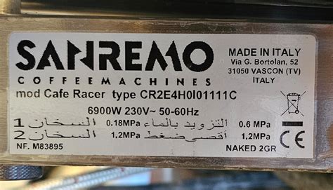 Sanremo Cafe Racer Naked Two Groups Espresso Machine Kitchen Powers