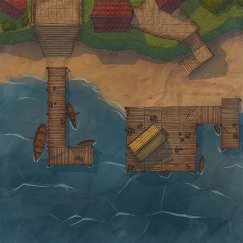 [battlemap] [30x30][3500x3500px] Oceanside Harbor Free Rpg Map [oc][art] Fantasymaps