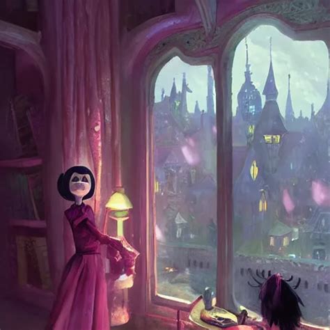 Coraline In The Pink Palace Oil Painting Tooth Wu Stable Diffusion