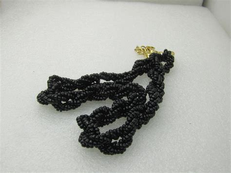 Vintage Black Seed Bead Torsade Necklace 20